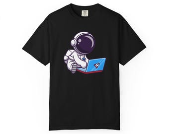 Koszulka z krótkim rękawem dla kobiet i mężczyzn z nadrukiem astronauta w cyberprzestrzeni, prezent dla technika bezpieczeństwa IT