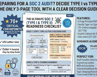 Lista de verificación de preparación SOC 2 / Guía de tipo I y tipo II / Criterios de servicios de confianza (PDF)