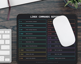 Linux Commands Reference Desk Mat | Sysadmin IT Study Cheat Sheet Mouse Pad