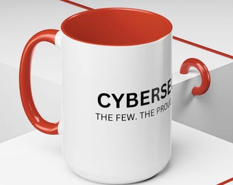 Taza de ciberseguridad – Colores acentuados 15 oz, The Few The Proud The Paranoid