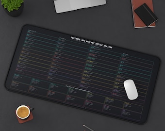 Ultimate soc Analyst Battle Station Desk Mat | 16x32 xxl Cybersecurity Reference | Windows Sysmon Linux MITRE ATT&CK | Extended Mousepad