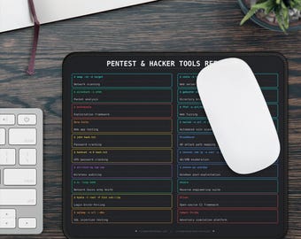 Pentest Tools Reference Mouse Pad | Cybersecurity Hacker Cheat Sheet Desk Mat