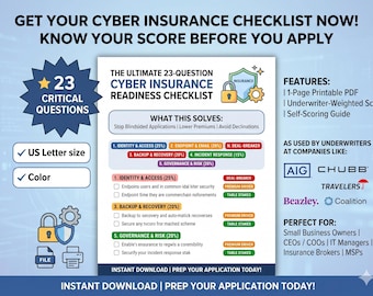 Lista de verificación de preparación para seguros cibernéticos / Preparación del suscriptor de seguros para pequeñas empresas (PDF)