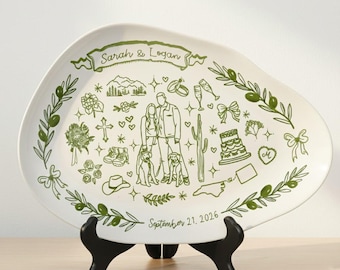 Personalized Wedding Platter Plate, Custom Newlywed Gift, Ceramic Anniversary Keepsake, Housewarming Gift for Couple P39GIH0