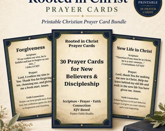 Tarjetas de oración para nuevos creyentes / Tarjetas con versículos bíblicos de la versión King James / Descarga digital para el discipulado