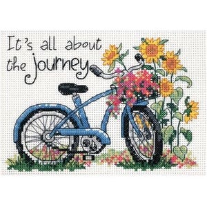 Counted Cross Stitch Pattern Only - It's All About The Journey (Bike with Flowers)