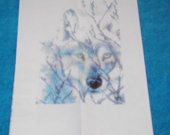 Kreuzstichmuster Zählmuster - Wolf (Schnee Hintergrund)