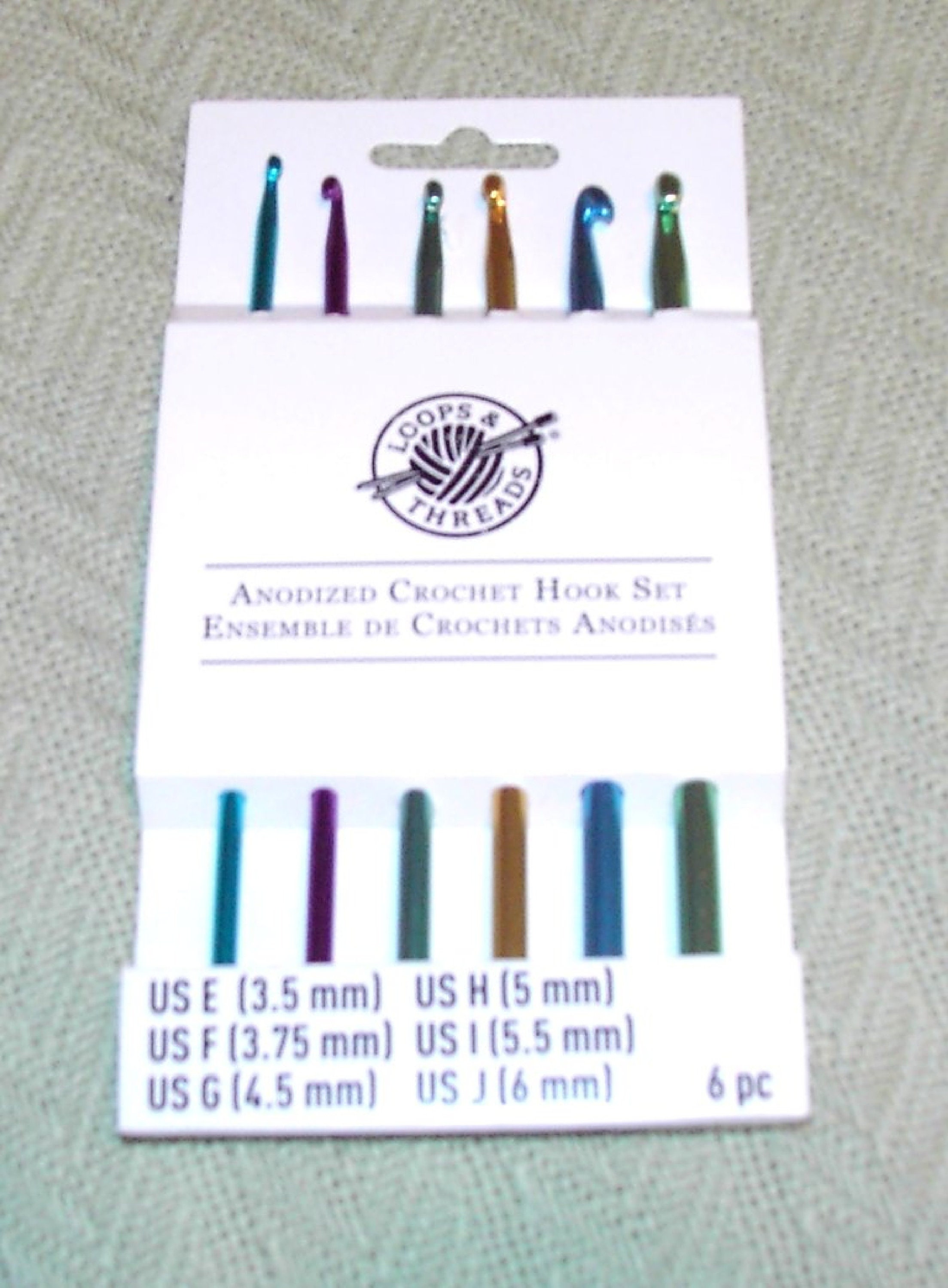 Loops & Threads Anodized Crochet Hook Set 6 Pieces US E-J 3.5 Mm 6 Mm 