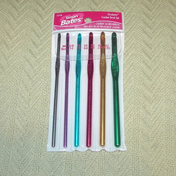 Susan Bates Silvalume Crochet Hook Set - F-5 to K-10 1/2