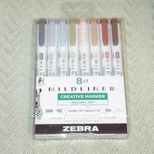 8 Neutral Mildliner Creative Marker Double Ended Soft Markers - Zebra - Pkg #4 - Hard to Find!