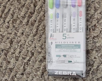 5 Mildliner Creative Marker Doppelende Soft Marker - Color Cool - Zebra #2