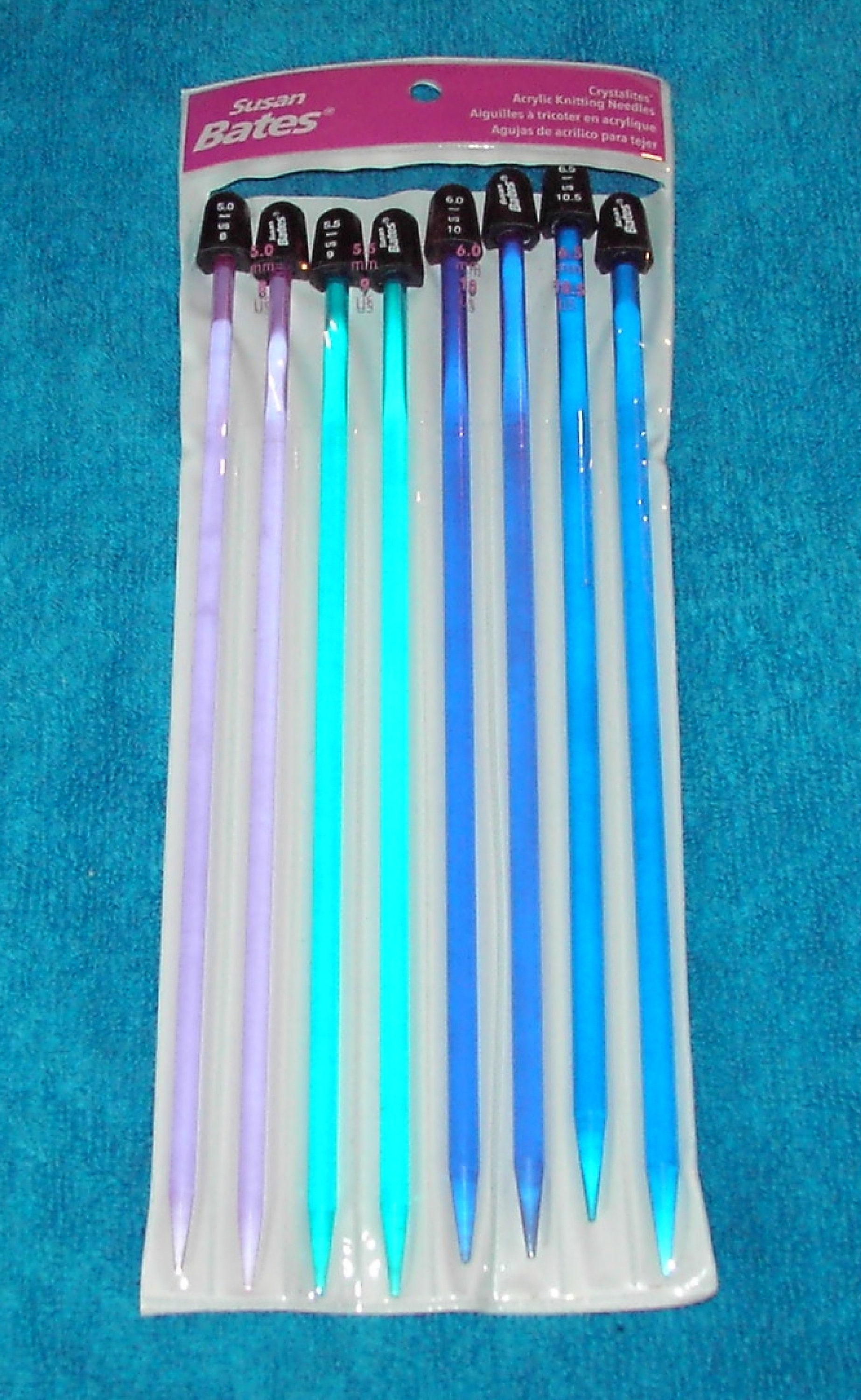 Susan Bates Crystalites Acrylic 10-Inch Knitting Needle Set