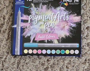 Staedtler 12 Pigment Brush Pens - Multi Ink - Pastel Colours