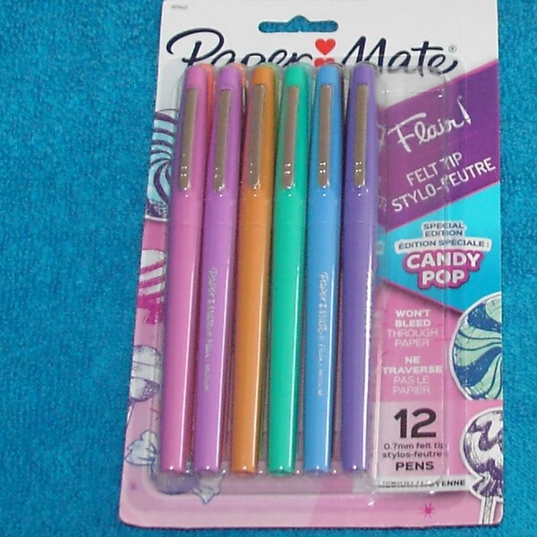 Paper Mate Candy Pop Colors Flair Felt Tip Pens - Limited Edition Pack of 12 - 0.7 mm - Pkg. #4