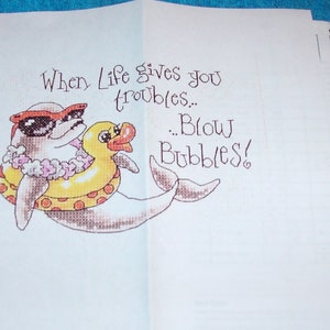 Counted Cross Stitch Pattern Only - Blow Bubbles (Dolphin on Pool Ring)