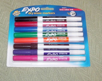 8 Expo Dry Erase Markers - Low Odor Ink - Fine Tips - Intense Colors