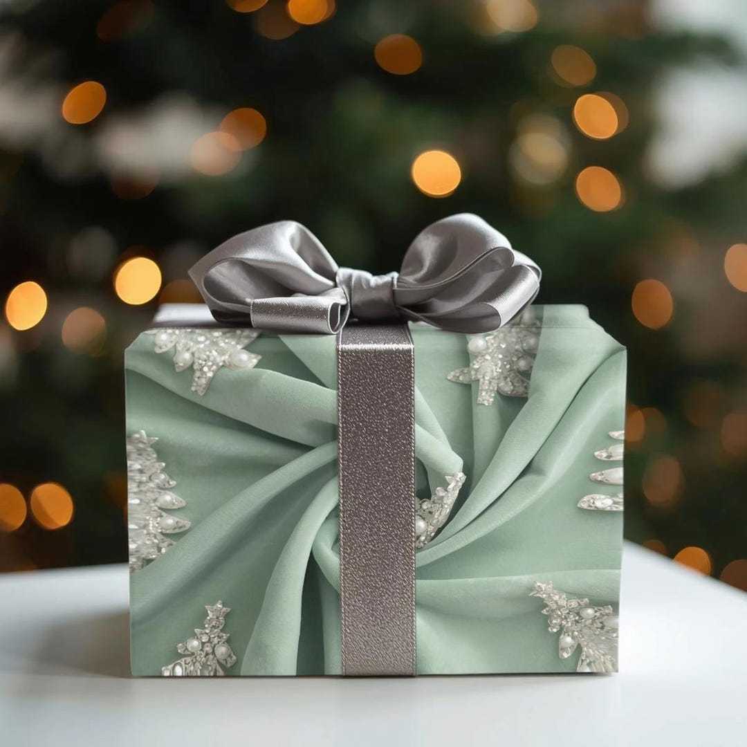 Seafoam Green Crystal Trees Wrapping Paper | Luxe Wrapping Paper, Gift ...