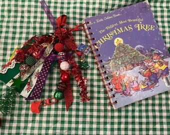 Little Golden Book Christmas Journal • Handmade Collector Notebook with Charm