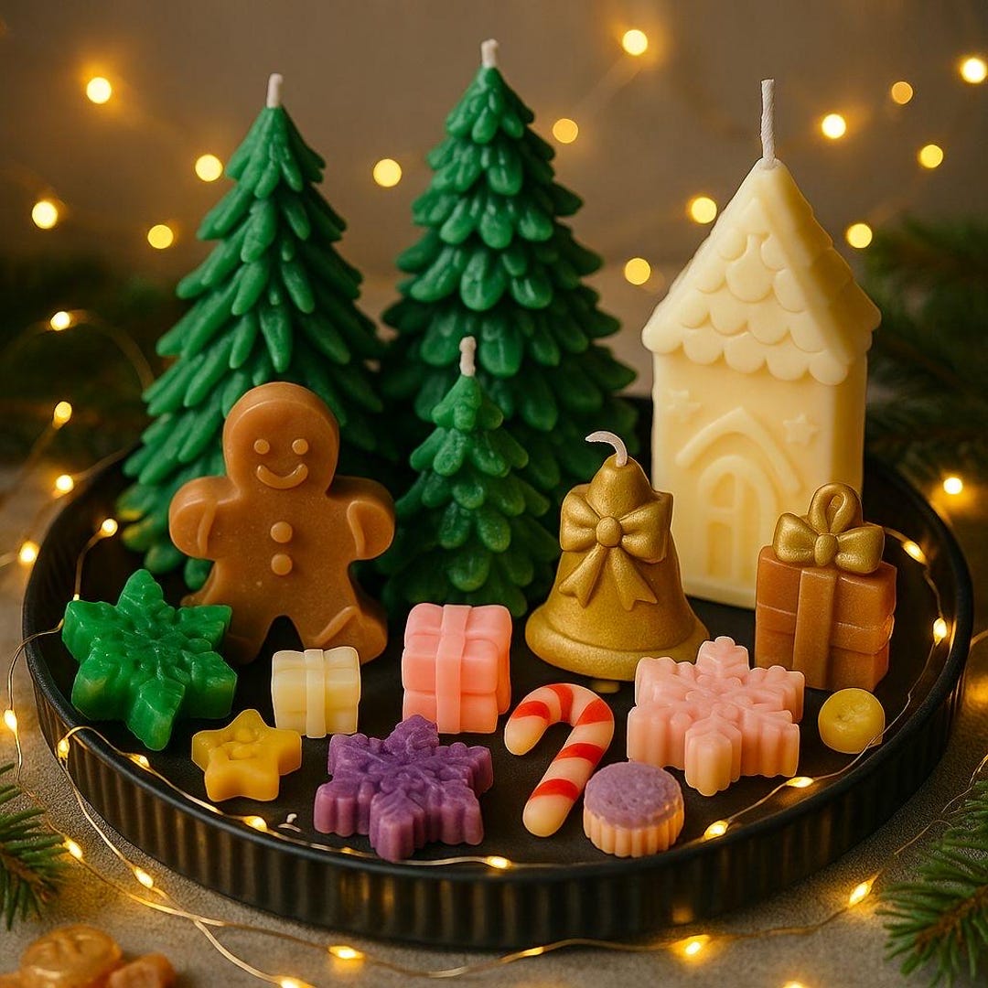 Handmade Christmas Candle Set /soya Wax Holdy Decor /festive Gift ...