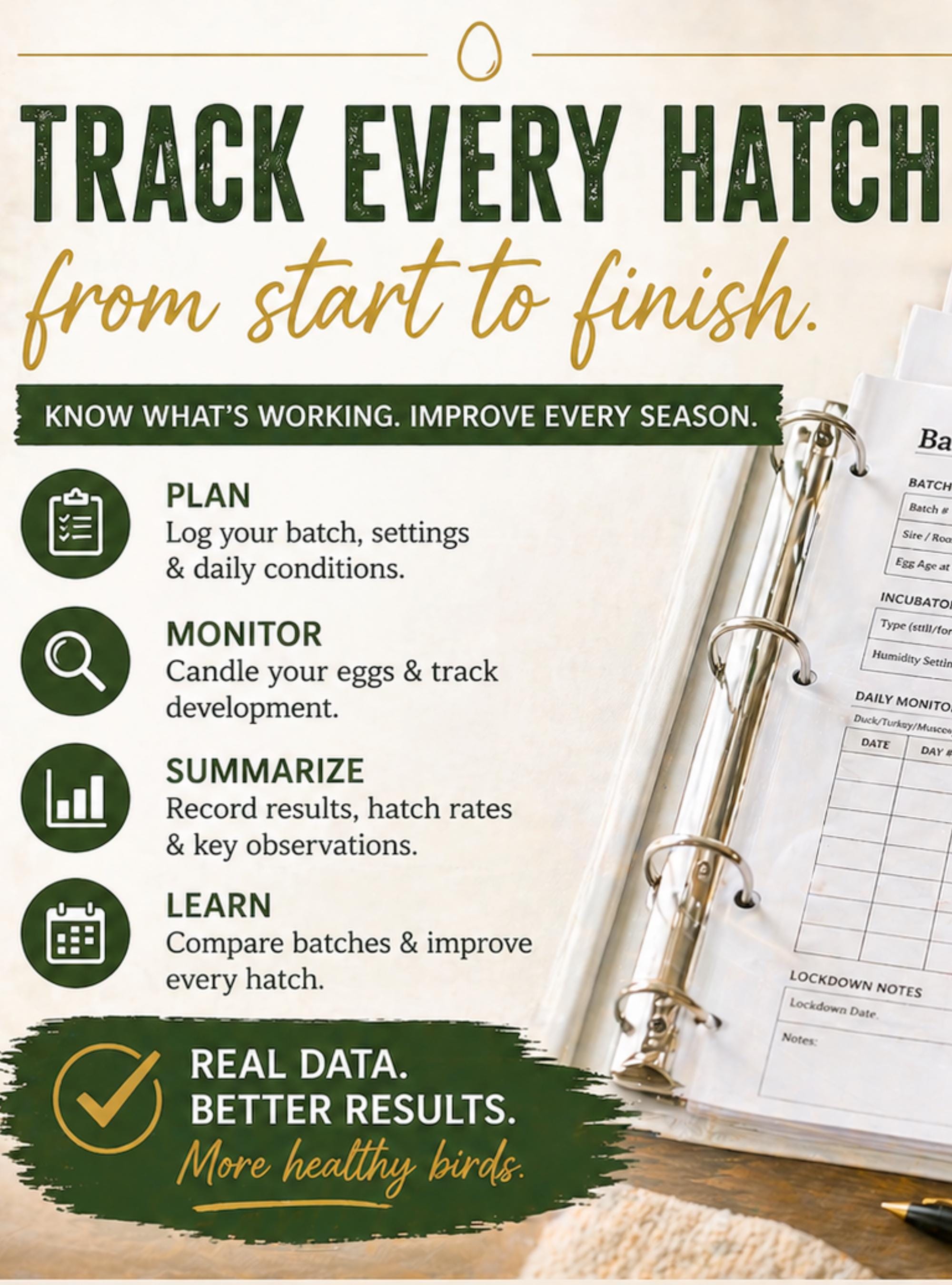 Hatching Record Incubation & Hatching Management System, Egg Incubator Tracker, Hatch ...