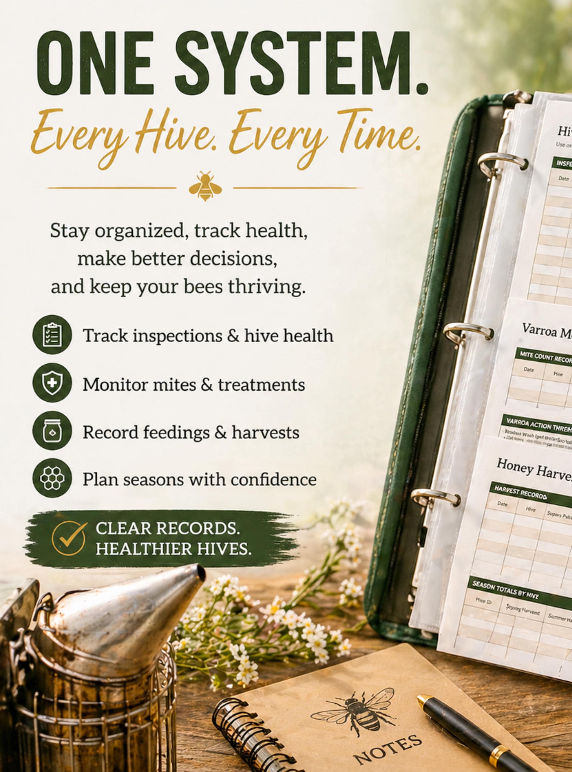 Beekeeping Management System Printable | Homestead Beekeeping Journal ...