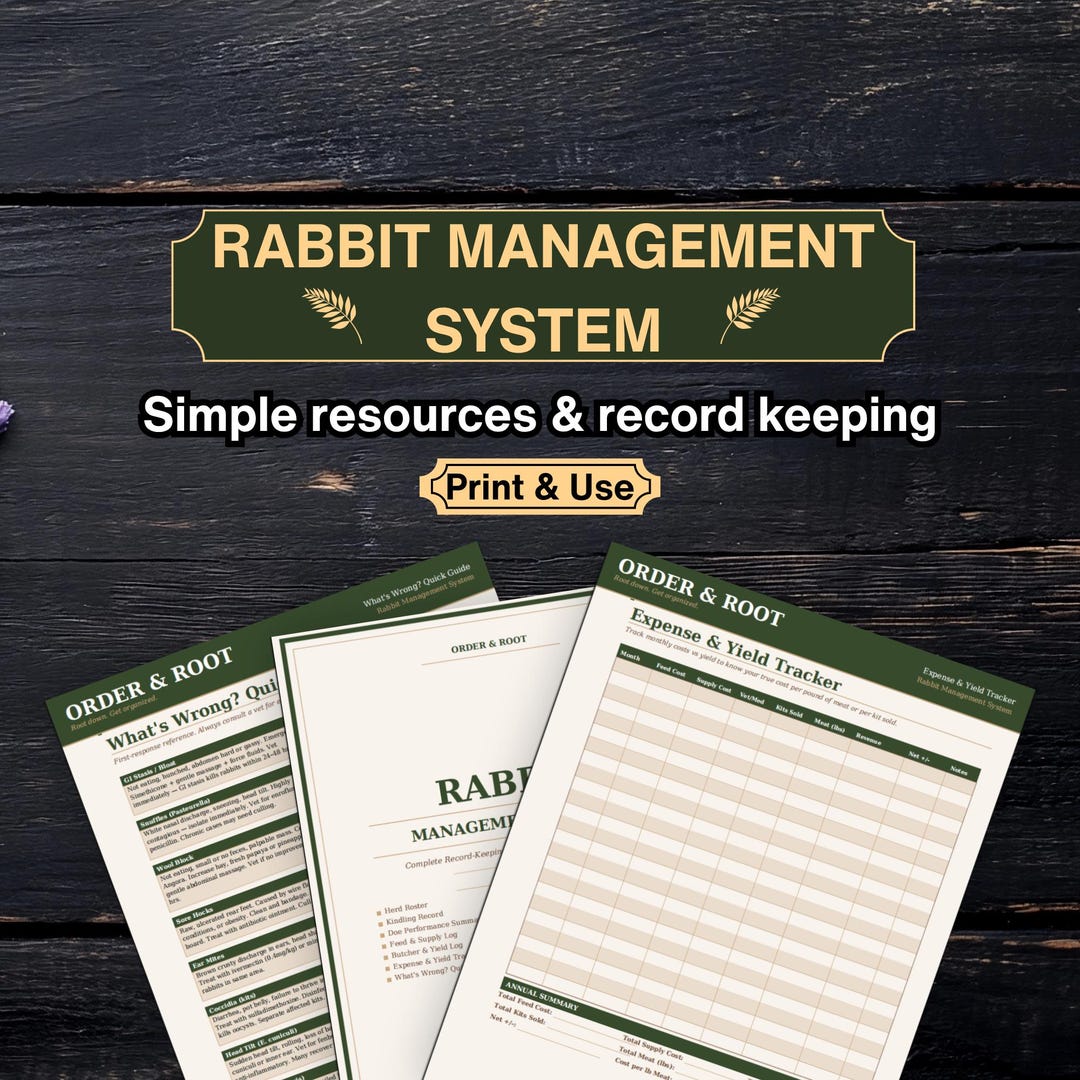 Rabbit Management System Printable | Breeding Record Book | Rabbitry ...