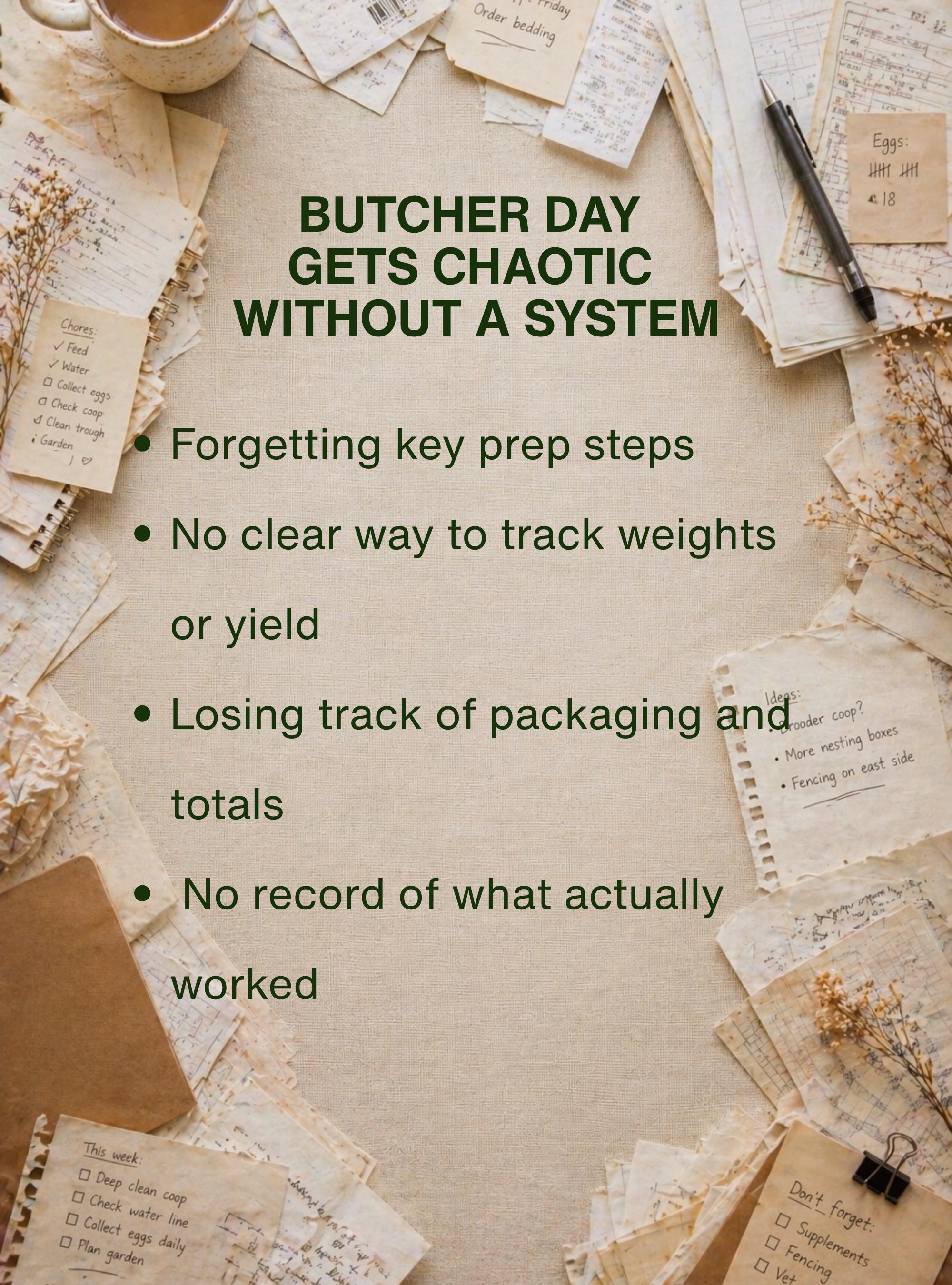 Butcher Log Printable, Homestead Butcher Day Checklist, Meat Processing ...