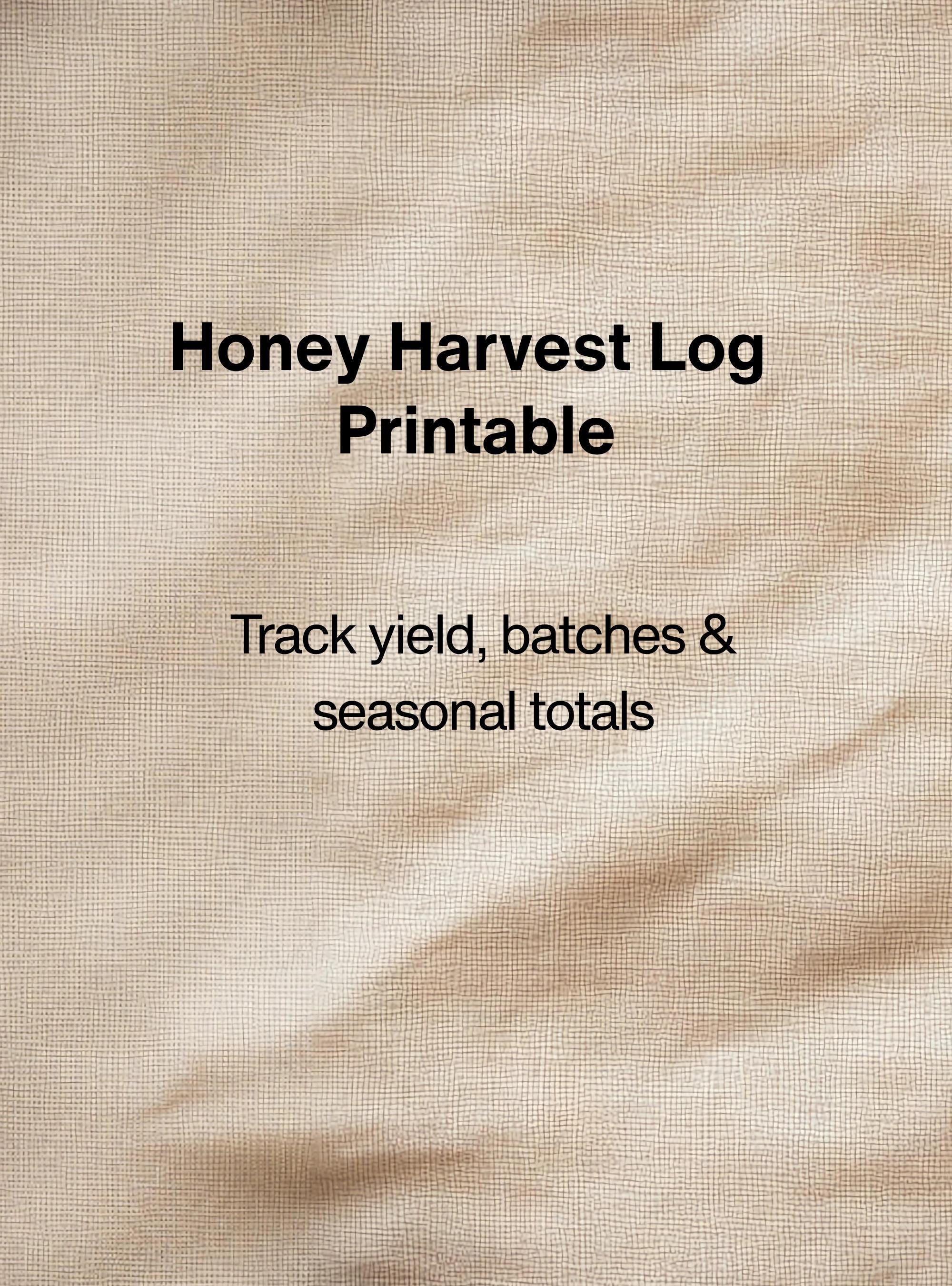 Honey Harvest Log Printable, Beekeeping Yield Tracker, Hive Production ...