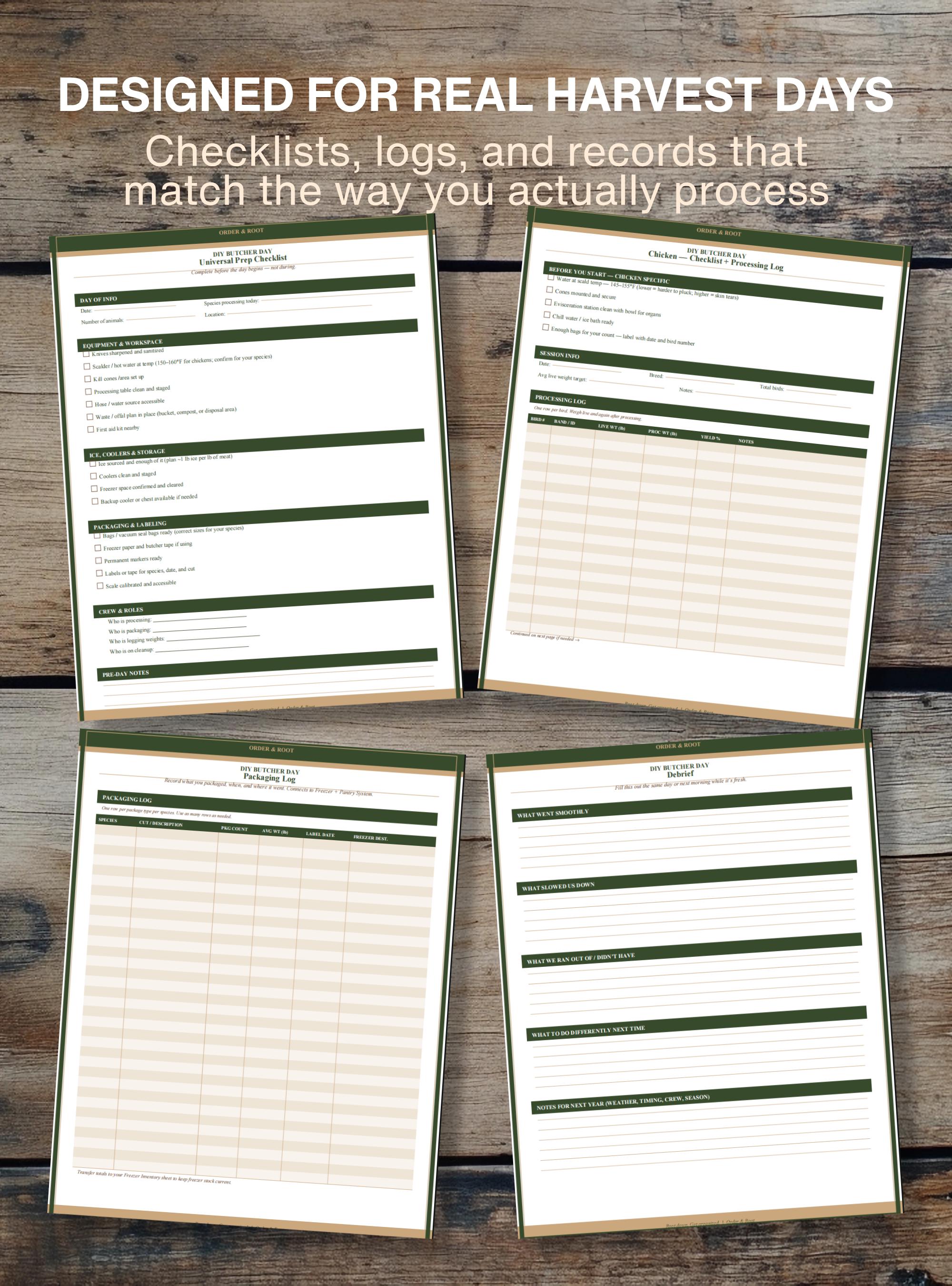 Butcher Log Printable, Homestead Butcher Day Checklist, Meat Processing ...
