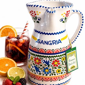 Vintage authentische Cerámica De La Cal handbemalte Sangria-Krug