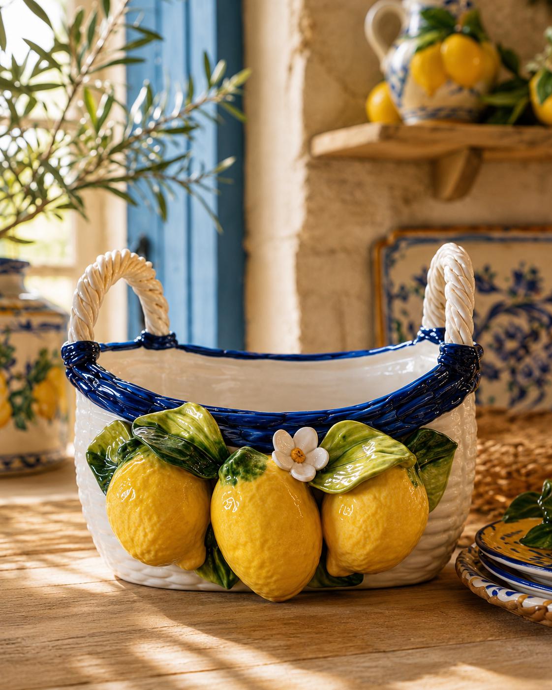 Authentic Ceramiche D' Arte F.l.orgia | Hand Painted Lemon Basket