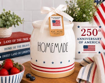 Contenitore fatto in casa da Rae Dunn: Contenitore in ceramica per il 250° anniversario dell'America