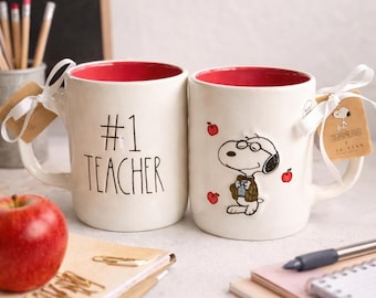 Tazza in ceramica di Rae Dunn Peanuts #1 Teacher, Snoopy