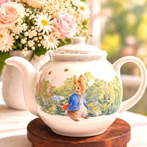 Peter Rabbit Teapot | Beatrix Potter "In The Garden" Ceramic Tea Pot