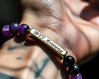 Sodalite BTS Arirang Bracelet, Hand Braided Gemstone Purple Crystal