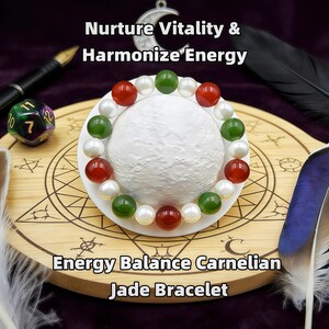 Vitality Flow Hexe Kristall Armband, rote Achat Jade Shell Perle Schmuck