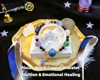 Pisces Zodiac Crystal Bracelet, Astrology Jewelry,Birthstone Bracelet ,Healing Crystal Jewelry for Pisces,Witchy Jewelry