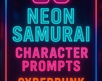 Guerrero ciberpunk neón: arte de personajes digitales