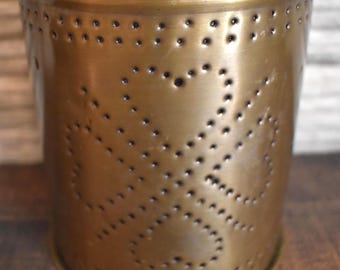 Tin Candle Luminary Hole Punched Heart Design