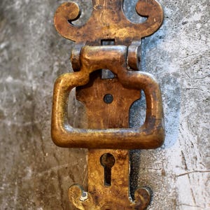 Antique Metal Copper Door Handle Pull Combo Drop Ring Backplate Keyhole