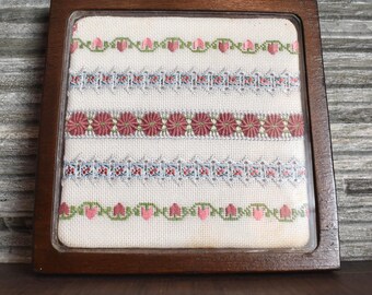Sudberry House Old Lyme Conn Smocking Cross Stitch Fabric Art Piece Framed