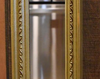 Decorative Long Hexagonal Mirror Gold Toned