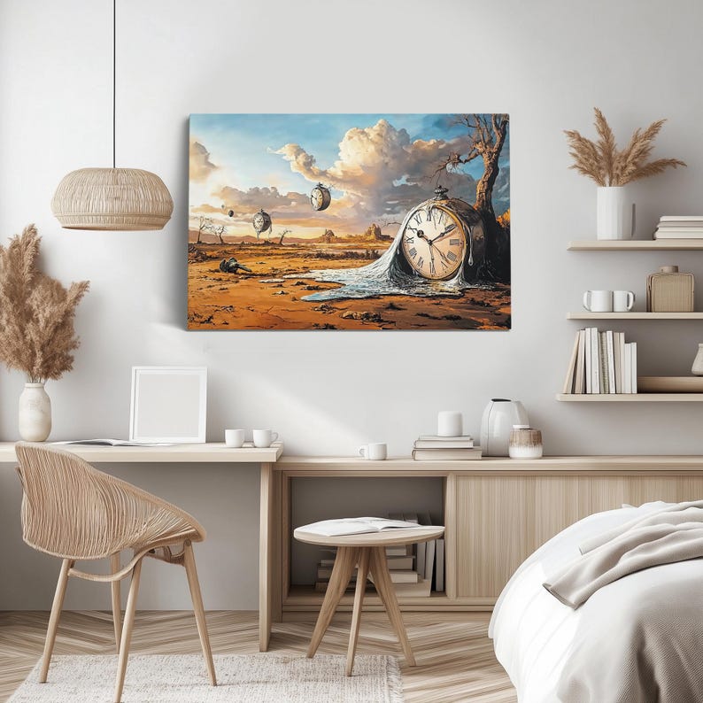 Salvador Dali Style Melting Clock Desert Canvas Print, Surreal ...