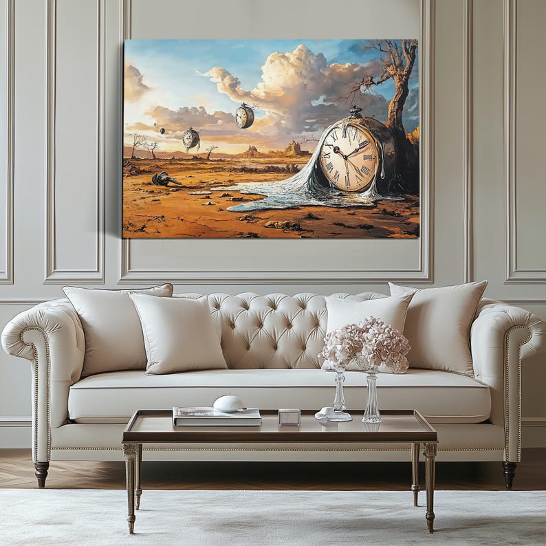 Salvador Dali Style Melting Clock Desert Canvas Print, Surreal ...