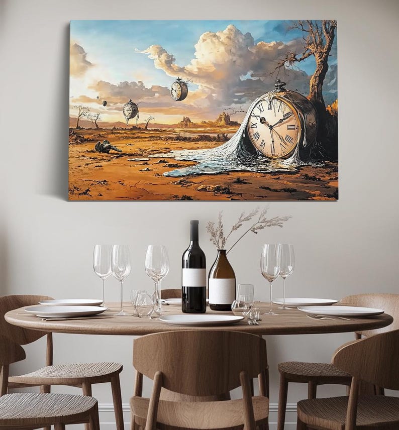 Salvador Dali Style Melting Clock Desert Canvas Print, Surreal ...