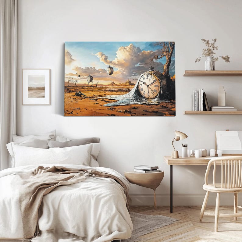 Salvador Dali Style Melting Clock Desert Canvas Print, Surreal ...