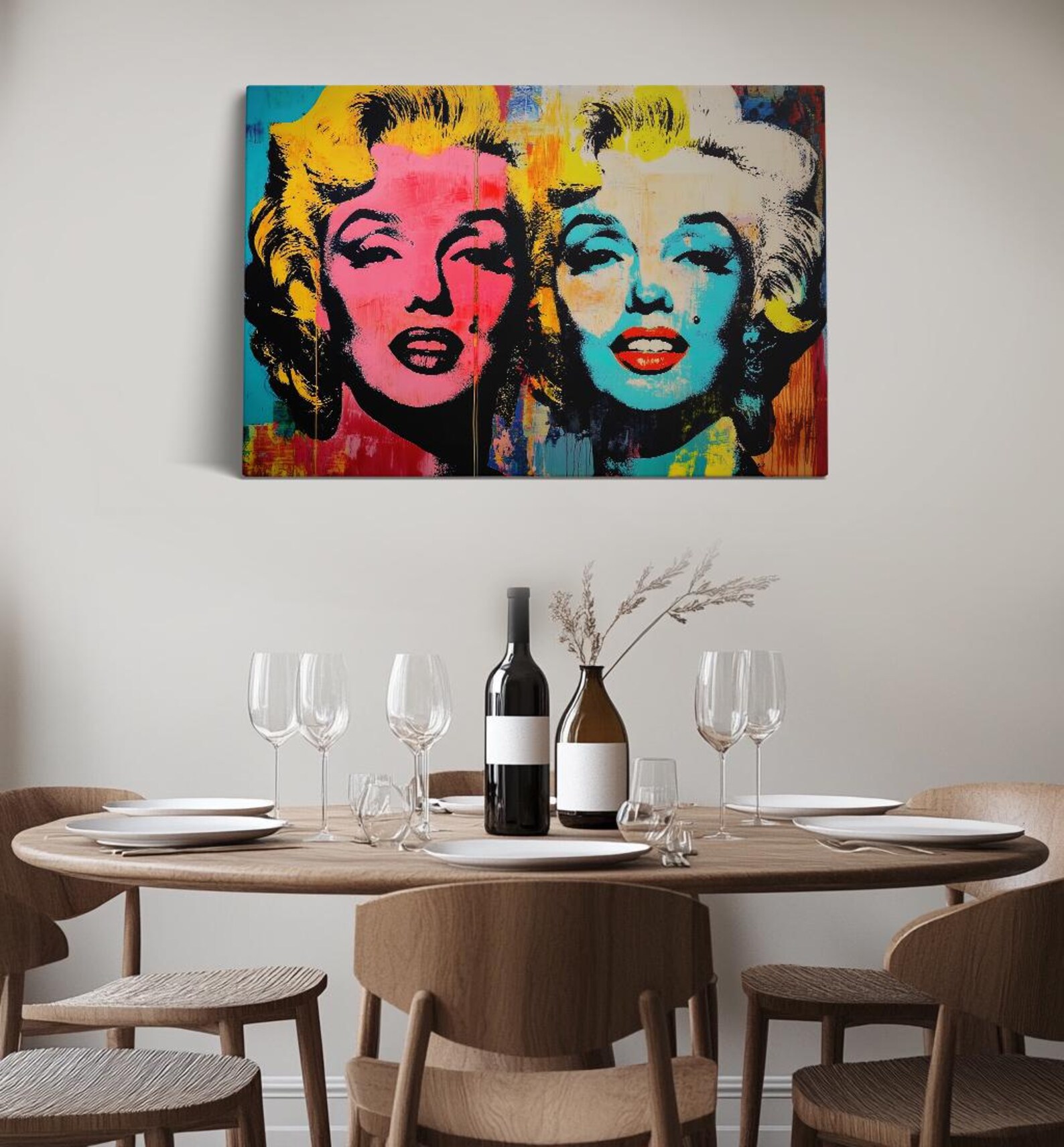 Marilyn Monroe Pop Art Canvas Print, Warhol Style Portrait, Retro Wall ...