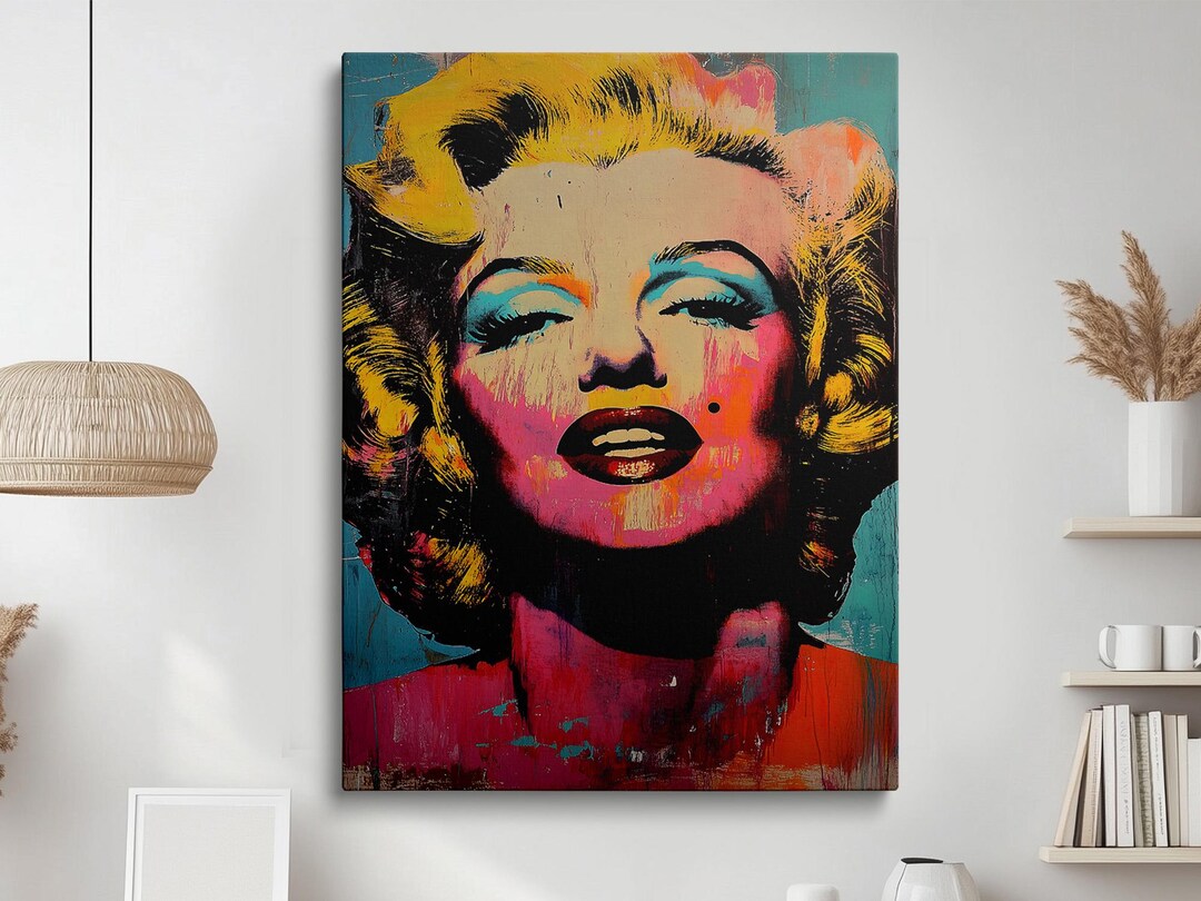 Marilyn Monroe Pop Art Canvas, Andy Warhol Style Portrait, Retro Wall ...