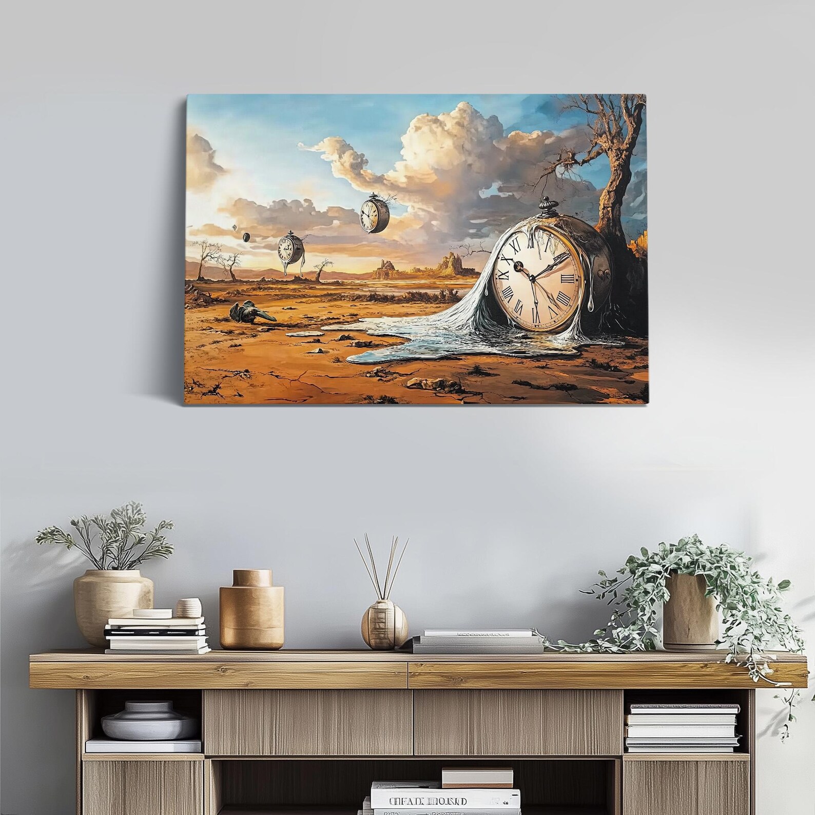 Salvador Dali Style Melting Clock Desert Canvas Print, Surreal ...