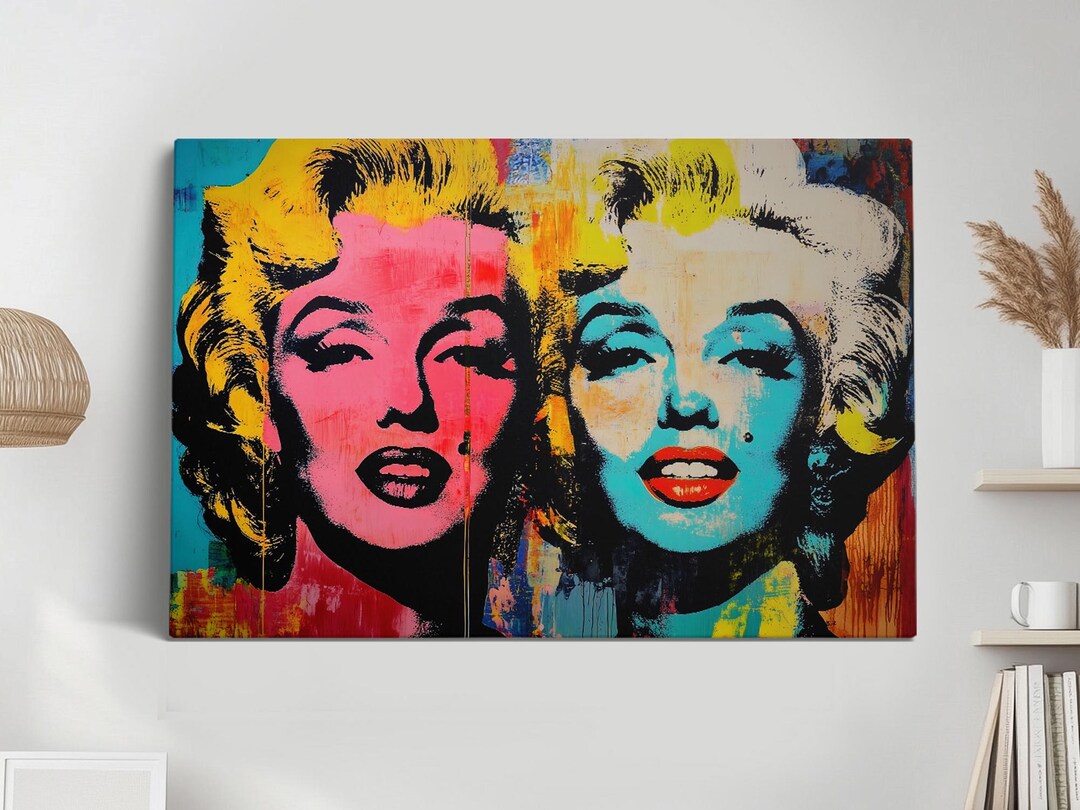 Marilyn Monroe Pop Art Canvas Print, Warhol Style Portrait, Retro Wall ...